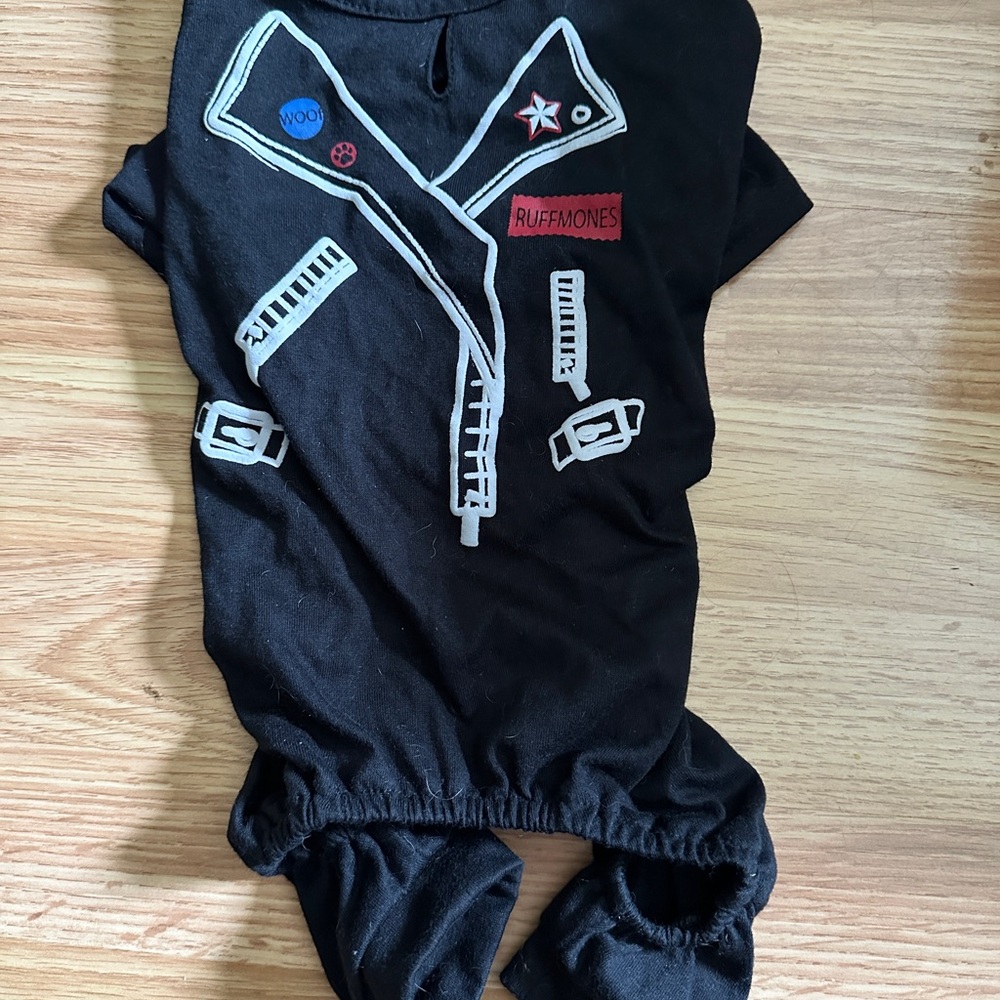 Black Dog Costume with White Graphic Design